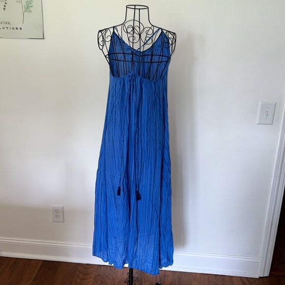 Poupette St Barth Blue Stripe Midi Dress Size S - Picture 4 of 7